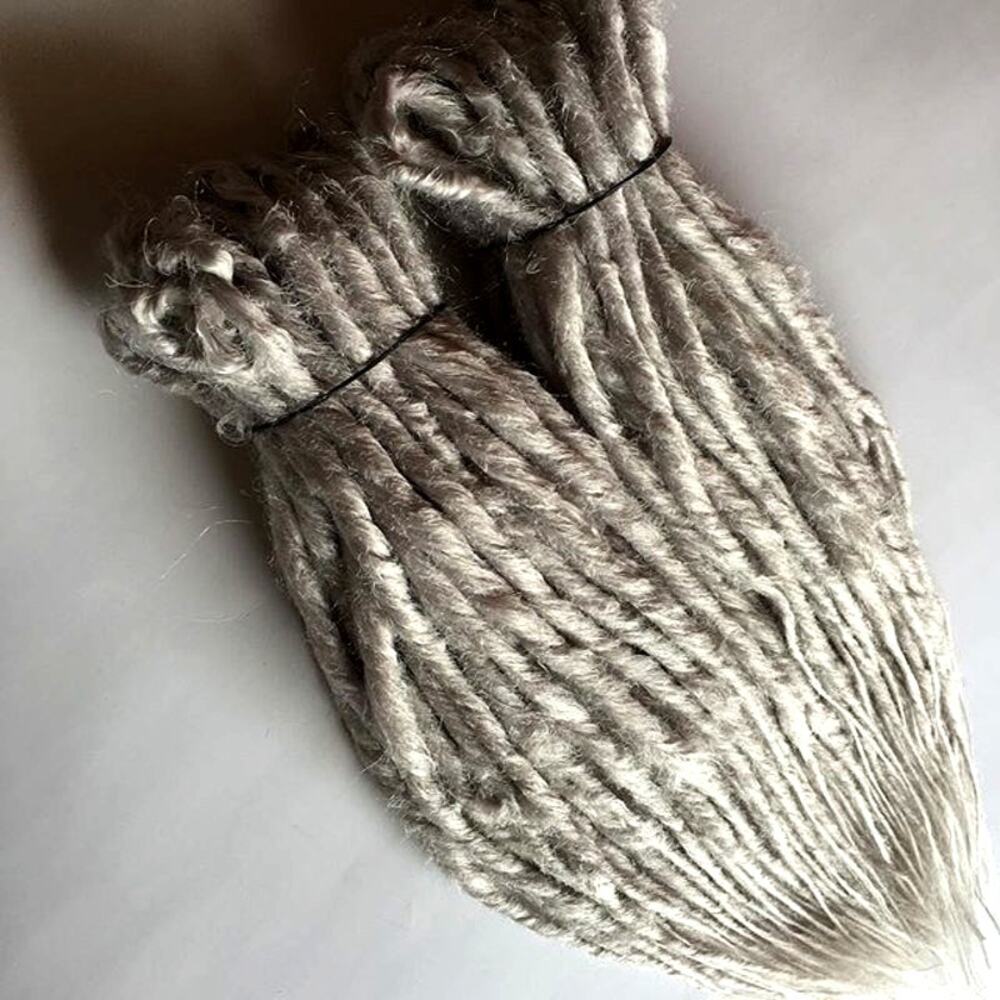 50 DE Double Ended Dreads Dreadlocks Hair Extensions White Silver Grey